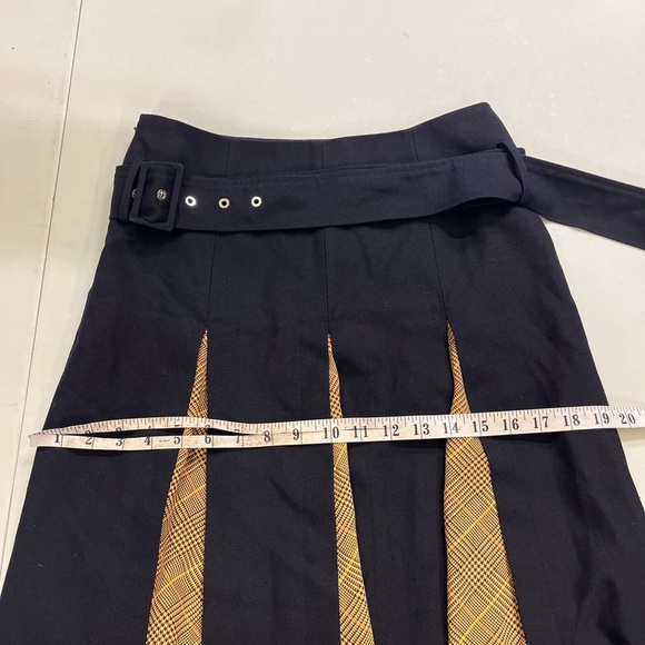 rokh Navy Scarf Insert Skirt Pleated Asymmetrical Midi - Picture 11 of 16